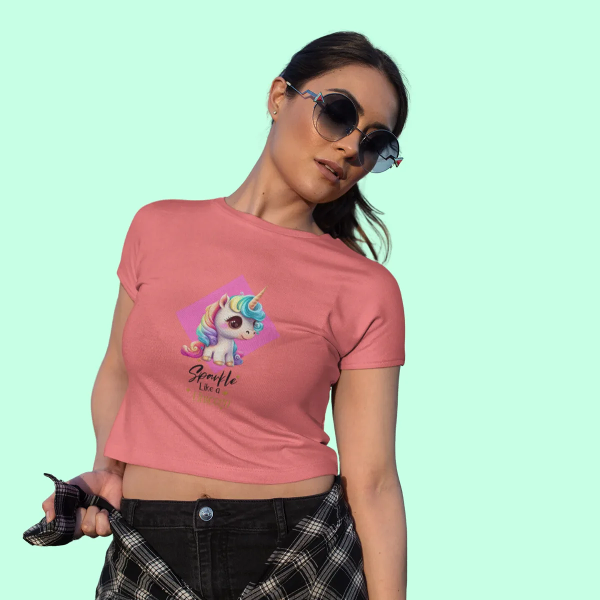 Sparkle Like a Unicorn Crop Top - Image 2