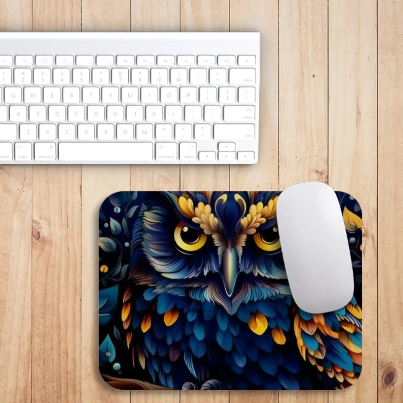 Owl-themed mouse pad