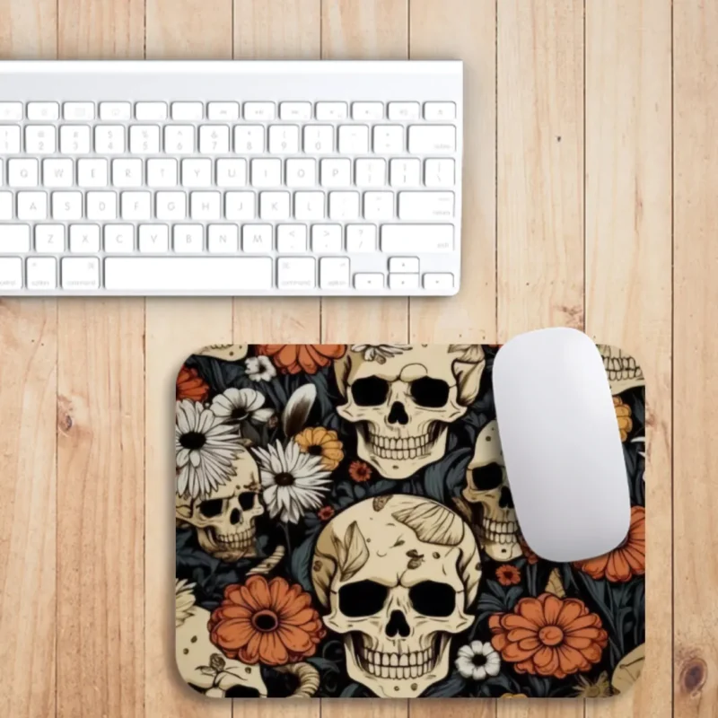 Skull & Floral Mouse Pad